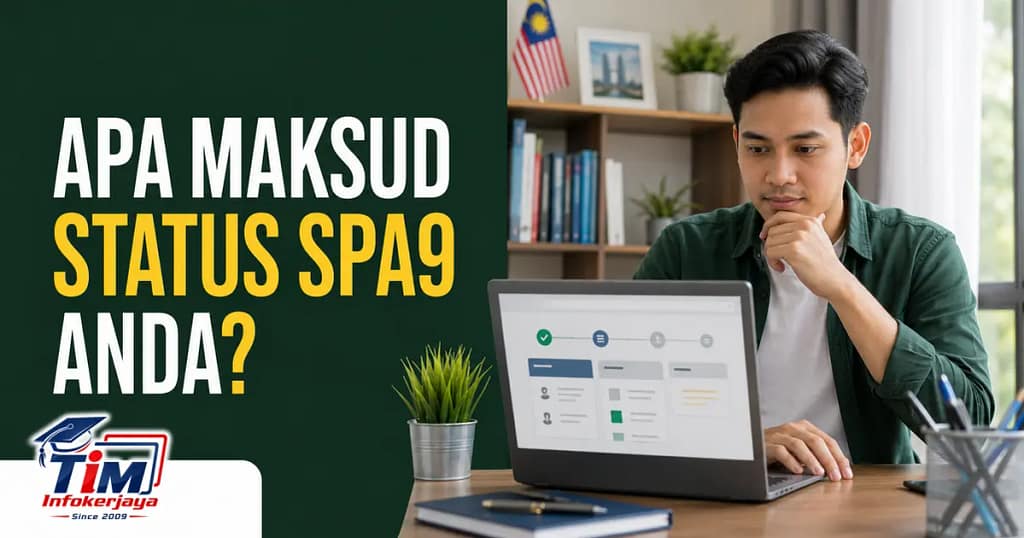 Calon menyemak maksud status permohonan SPA9 melalui komputer riba