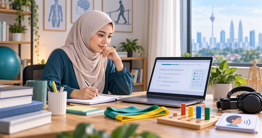 Calon membuat persediaan ujian psikometrik Pegawai Pemulihan Perubatan U9