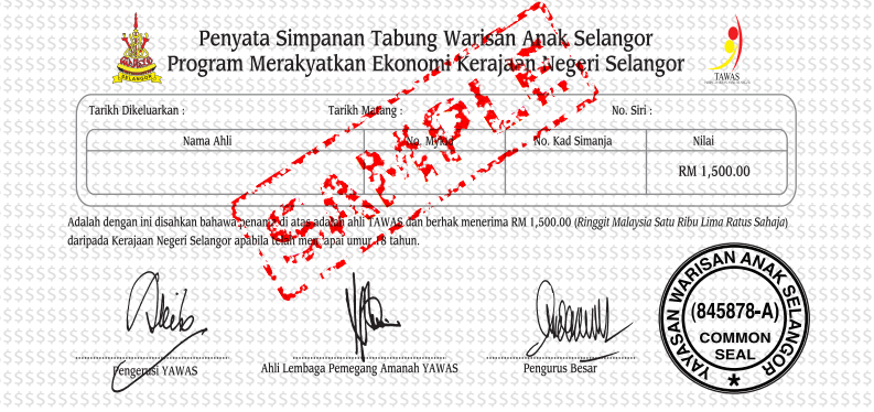 RM1500 untuk anak kelahiran negeri selangor